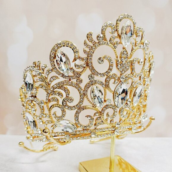 Crown for Pageant, Homecoming Prom Headpiece, quinceanera Crown, Gold Crown